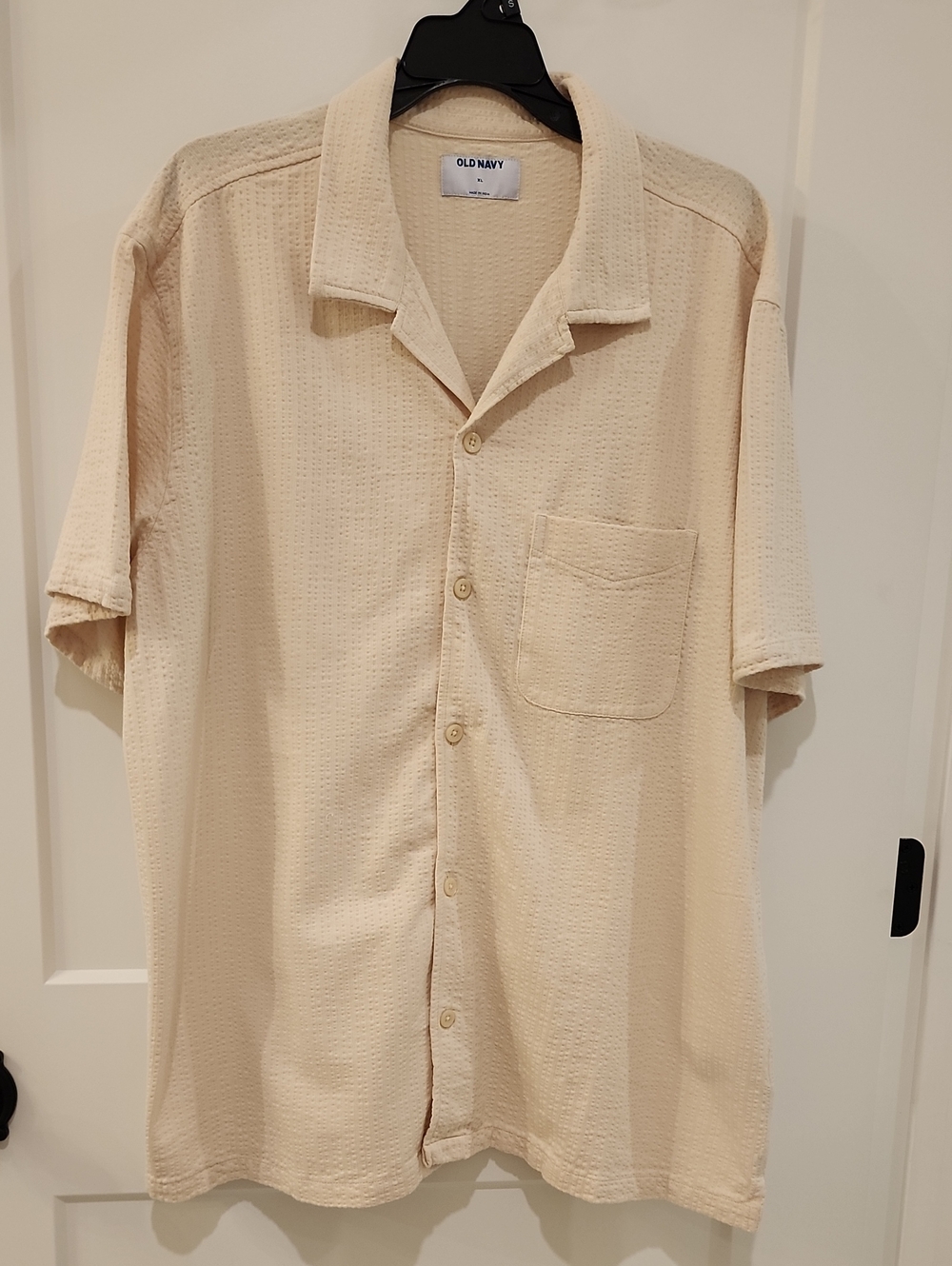 Old Navy Men's Short-Sleeve Button-Down Shirt in Cream